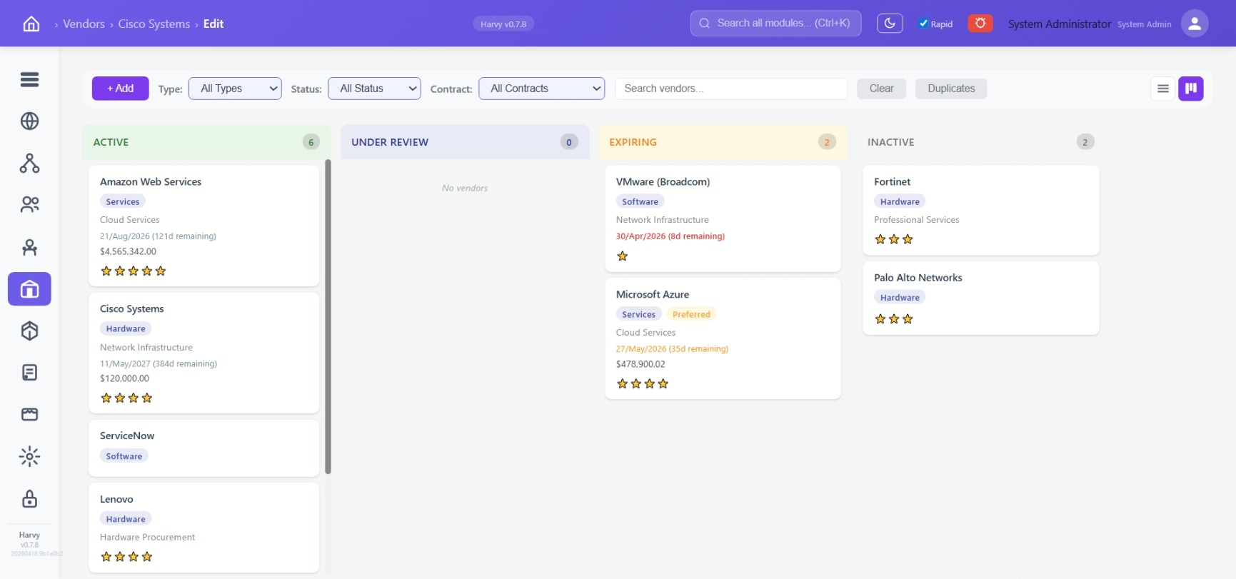 Vendors Kanban